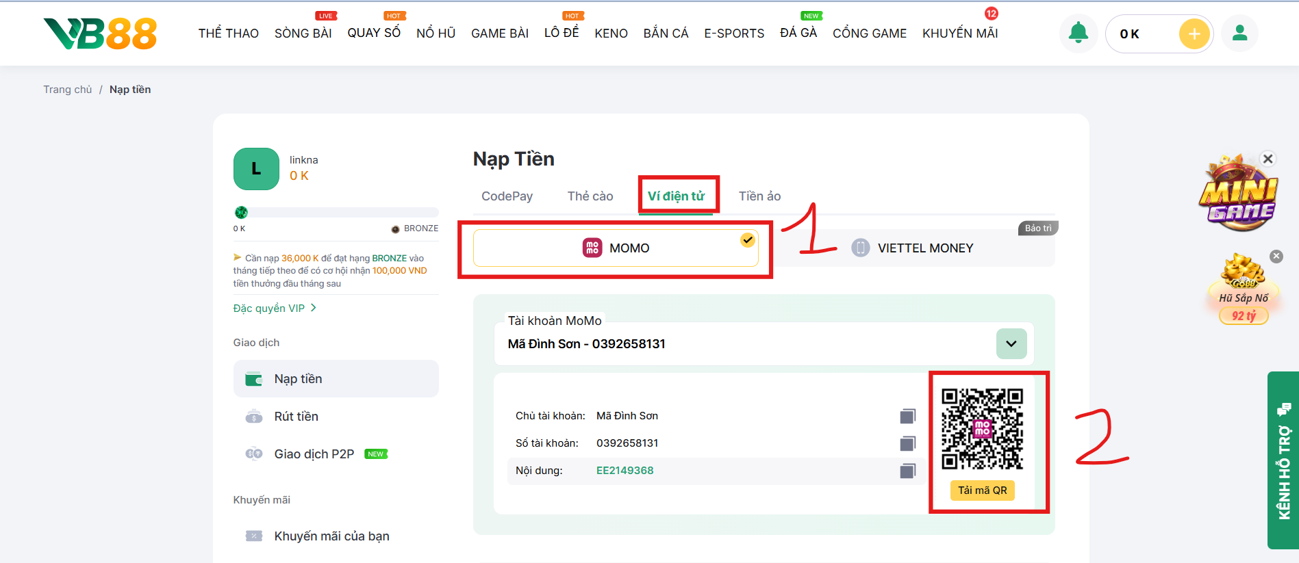 Nạp Tiền VB88 - Đảm Bảo Giao Dịch An Toàn, Tham Gia Ngay 5 Nạp tiền vào tài khoản VB88 bằng ví điện tử